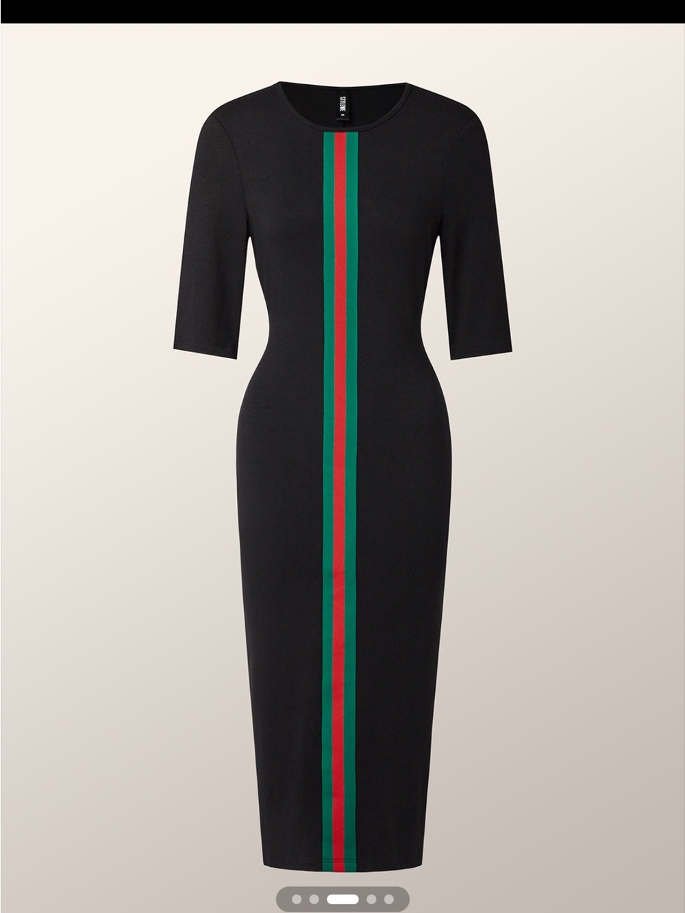 STYLEWE Black Dress with Green and Red Center Stripe Runs big - Picture 2 of 6